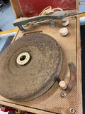 Vtg Tele-tone portable Suitcase Record Player Turntable 78 45 33 50's Vinyl Albu