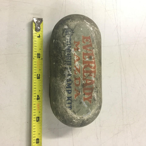 Vtg Automobile Advertising 1920s Eveready Mazda Lamp Kit Tin Can Container Bulbs