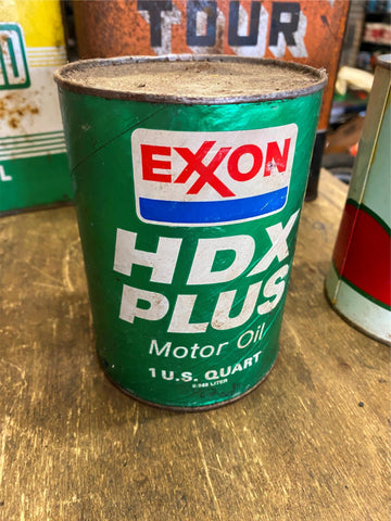 Vtg Exxon HDX Plus Full Motor Oil Gas Can collector Quart!
