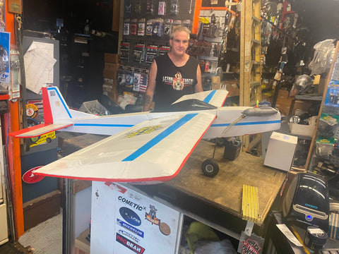 46x59 RC Airplane Nitro Motor Engine Remote Control Evolution 46 Wood Vtg Plane