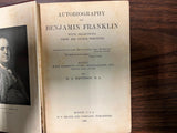Antique 1908 Autobiography of Benjamin Franklin Hardcover Book H.A. Davidson