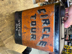 Vtg Cirlce tour Gas Oil Can 2 Gallon Metal Tin Collectible! Man Cave! 1950's