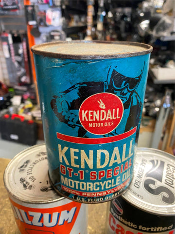 Vtg Kendall GT-1 Motorcycle Oil Gas Can Quart Dirt bike Pennsylvania Maico Hodak