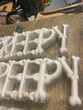 Halloween Decor Creepy Sign Raised Bones Wall Window Haunted house Lot! of 3