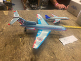 Vtg Friction airplane Marusyo Tin toy Lot Japan 1960's Boeing 727 AA american ai