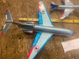 Vtg Friction airplane Marusyo Tin toy Lot Japan 1960's Boeing 727 AA american ai