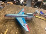 Vtg Friction airplane Marusyo Tin toy Lot Japan 1960's Boeing 727 AA american ai