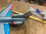 Vtg Friction airplane Marusyo Tin toy Lot Japan 1960's Boeing 727 AA american ai
