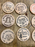 Wooden Nickle Collection Lot Vecturist cinci Montreal Shenang Election Coin Club
