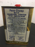 RARE Vintage Penn Champ 1/2 gallon tin can charcoal and Fireplace lighter fluid