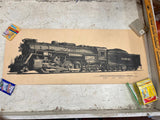 vtg 1969 Alvin F. Staufer Berkshire Type Freight Locomotive class s-2 poster