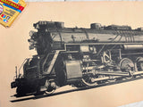 vtg 1969 Alvin F. Staufer Berkshire Type Freight Locomotive class s-2 poster