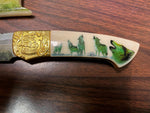 VTG Fixed Blade Howling Wolves Double Design Sheathed Knife 12"