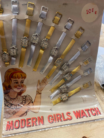 Vtg Toy Watch Display Girls 1960's Lot Candy Store 5&10 Collectible Set Carnival