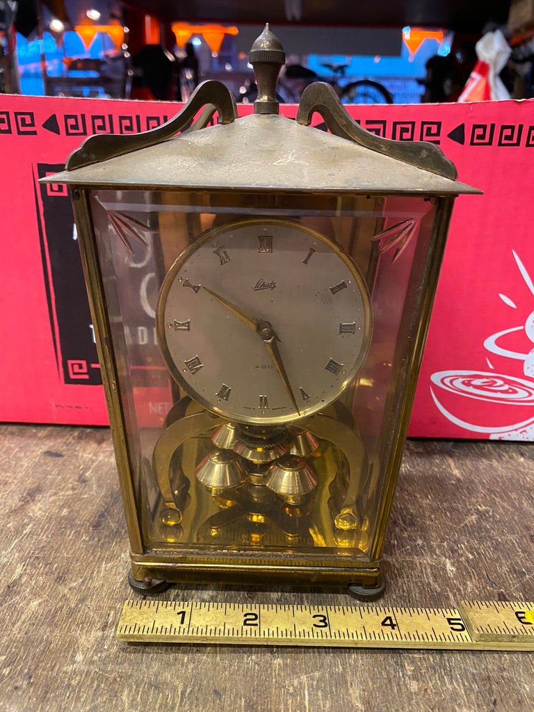 schatz clock germany 400 Brass Vtg 8 Mantle Beveled glass antique Art –