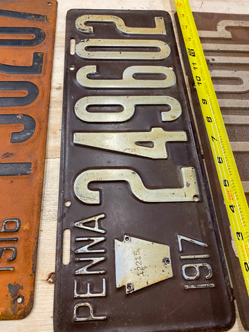 Antique 1917 License plate Pa Penn Vintage Car Truck Hot Rod Nice Shape Collecti