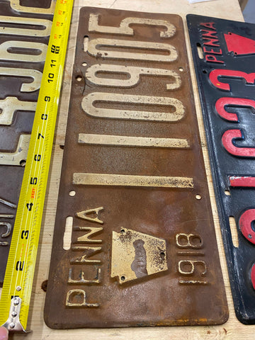 Antique 1918 License plate Pa Penn Vintage Car Truck Hot Rod Nice Shape Collecti