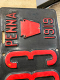 Antique 1919 License plate Pa Penn Vintage Car Truck Hot Rod Nice Shape Collecti