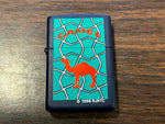 VTG 1996 Unfired Camel Stained Glass Navy Blue Matte Zippo Lighter