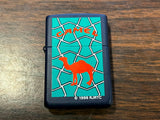 VTG 1996 Unfired Camel Stained Glass Navy Blue Matte Zippo Lighter