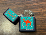 VTG 1996 Unfired Camel Stained Glass Navy Blue Matte Zippo Lighter
