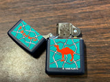 VTG 1996 Unfired Camel Stained Glass Navy Blue Matte Zippo Lighter