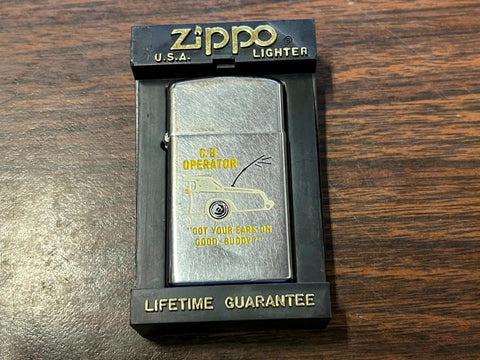 VTG 1976 C.B. Operator Polished Chrome Zippo Lighter Slim