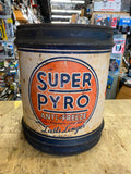 Vtg Super Pyro 5 gallon Oil Can Antifreeze 1930's 25Cent Auto Truck Great Graphi