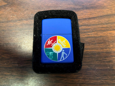 VTG 2000 Unfired Broken Seal Circle Of Sports Blue Matte Zippo Lighter