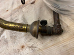 Vtg Antique Gas Light Glass Shade Sconse Brass Floral 1900's Wall mount Lamp