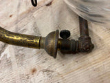 Vtg Antique Gas Light Glass Shade Sconse Brass Floral 1900's Wall mount Lamp