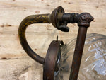 Vtg Antique Gas Light Glass Shade Sconse Brass Floral 1900's Wall mount Lamp