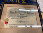 1932 Diploma High School Banner Cap Hat New Castle Pa Varsity Football Antique