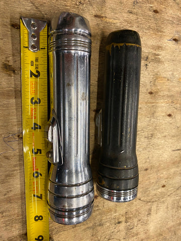 Pair Winchester Repeating Vtg Flashlights Collectible chrome Black 1950's