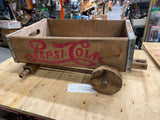 Vtg Pepsi Cola Soda Pop Crate Box Wagon Art Display Advertising Wood Pull Toy