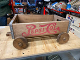 Vtg Pepsi Cola Soda Pop Crate Box Wagon Art Display Advertising Wood Pull Toy