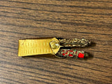 Vtg 1950s Gold Tone Filigree Jeweled Miniature Pencil set w/ pouch accessory