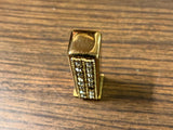 Vintage Antique Auvergne After Five perfume stick Blue rhinestones metal case