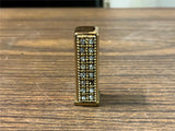 Vintage Antique Auvergne After Five perfume stick Blue rhinestones metal case