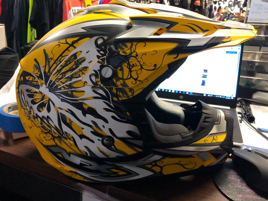 butterfly helmet motorcycle AFX FX-17 YELLOW BUTTERFLY HELMET SIZE XS – cyclewarehouse.online
