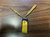 Vtg 1950s Gold Tone Filigree Miniature Jeweled Pencil set w/ pouch accessory
