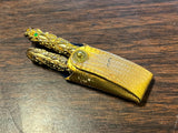 Vtg 1950s Gold Tone Filigree Miniature Jeweled Pencil set w/ pouch accessory