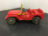 Vintage marx red small Jeep toy  plastic / tin friction collectable made in USA