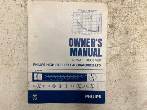vtg Phillips 45 Watt Receiver Owner's Manual instructional pamphlet