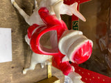 Vtg Sterling Hi Ho Santa Figure On Reindeer Orig Box 1950's Decor Christmas Nice
