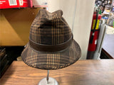 VTG 1960s USA Adam Brown Plaid Fedora Hat Men's Sz 6 7/8 Professor Gangster Cap