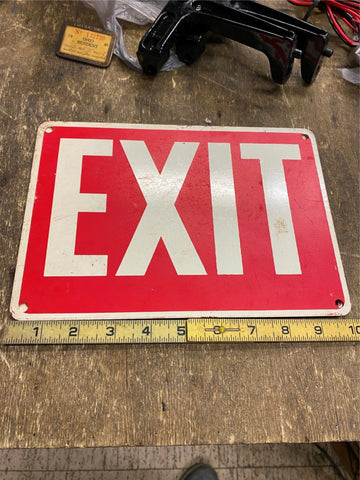 Vtg NOS EXIT Heavy metal sign 10x7 Man Cave Garage Service Station factory Mill