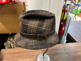 VTG 1960s USA Adam Brown Plaid Fedora Hat Men's Sz 6 7/8 Professor Gangster Cap