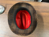 VTG 1960s USA Adam Brown Plaid Fedora Hat Men's Sz 6 7/8 Professor Gangster Cap