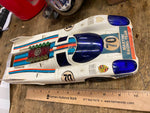 Vtg Martini Porche Race Car Battery Op Hong kong 1970's toy 10" Indy Car Racing